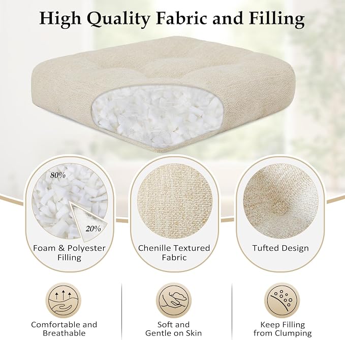 downluxe Chair Cushions for Dining Chairs 2 Pack, Tufted Indoor Chair Pads - Image 2
