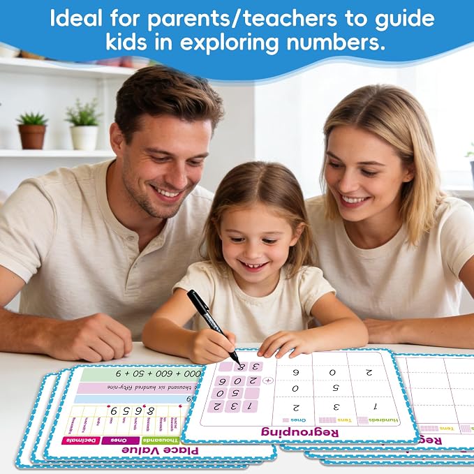 10 Packs Place Value Dry Erase Boards, Double Sided Math Manipulatives - Image 5