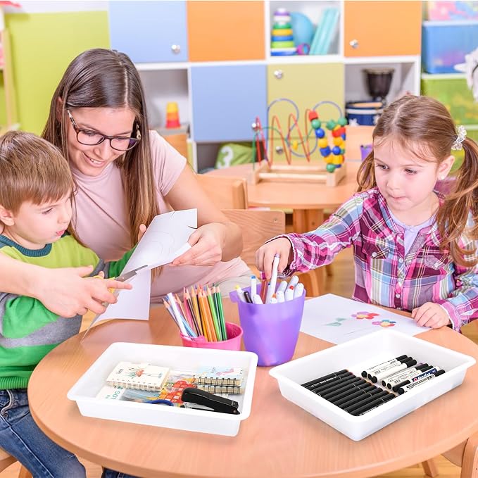 ShineMe Turn in Trays Classroom, 6 Pack White Paper Trays - Image 7