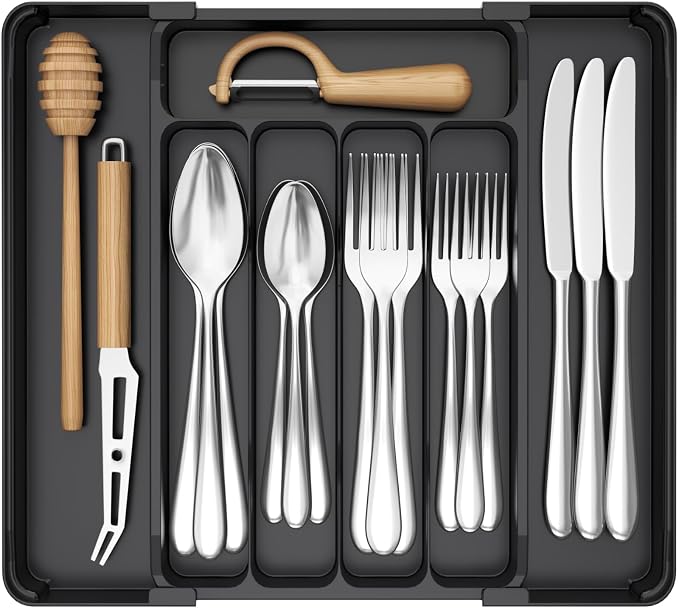 Lifewit Silverware Organizer for Drawer, Expandable Utensil Tray, BPA-Free by Lifewit