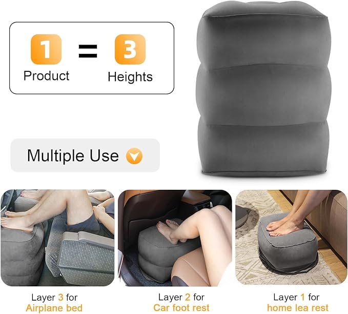 Maliton Inflatable Travel Foot Rest Pillow, Airplane Bed - Image 3