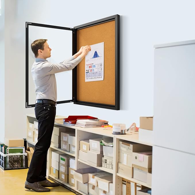 INNOVART Enclosed Bulletin Board 36”x24”, Lockable Cork Noticeboard - Image 8