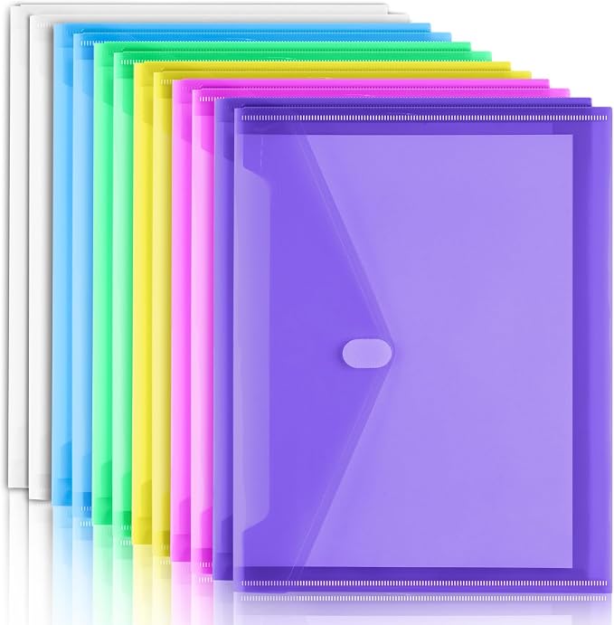 Sooez 12 Pack Plastic Envelopes File Folders, Plastic Folders by Sooez