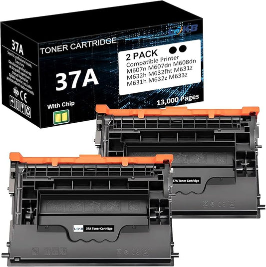 37A Black Toner Cartridges Replacement Compatible for 37A CF237A M607 M608 Toner Enterprise M607n M607dn M608n M608dn M608x M609 MFP M631 M632 M633 Printer (2 Black)-DeskLoop Office