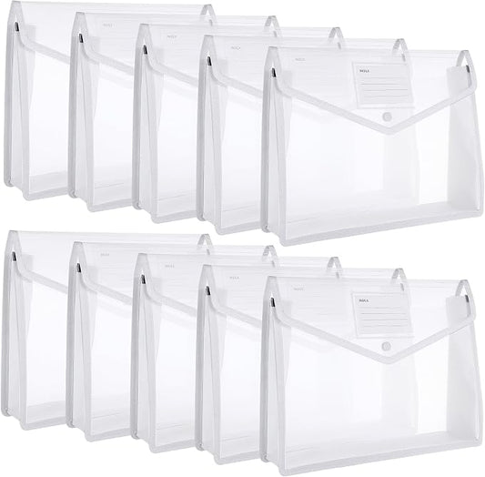 10 Pieces Plastic File Folders Envelope Expanding File Wallet Organizer by Epakh