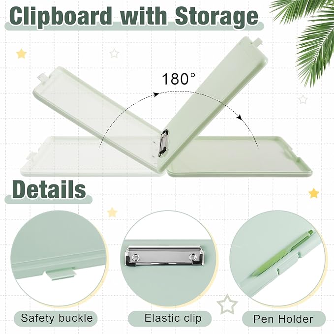Geyoga 6 Pcs Sage Green Plastic Clipboard - Image 3