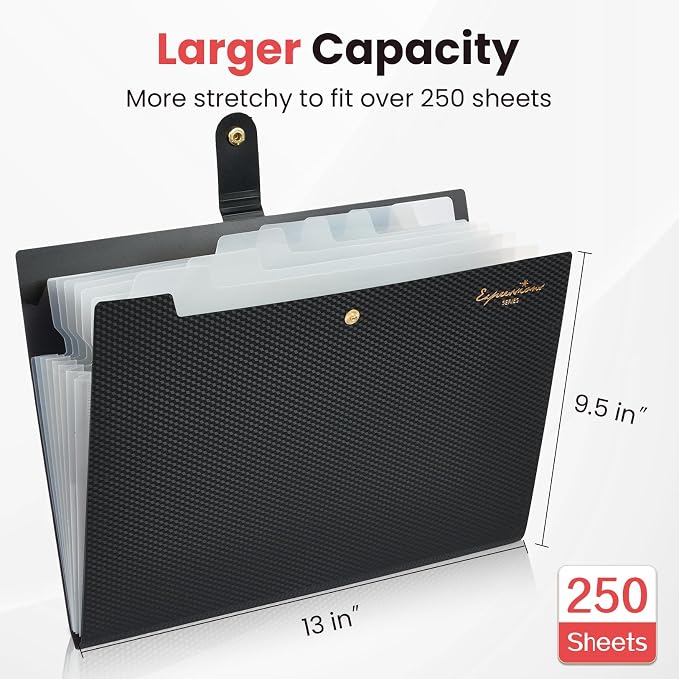Sooez Accordion File Organizer 8 Pocket, Expanding File Folder - Image 3