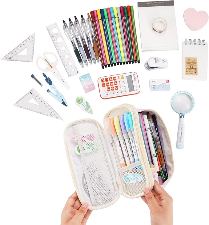 Dugio Big Pencil Case for Girls Organizer Pencil Bag with Zipper Pencil Pouch for School Teens Kids Aesthetic Large Pencil Pouch Purple-DeskLoop Office