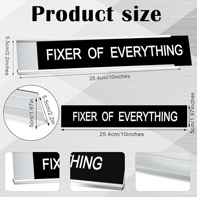 Menkxi Funny Desk Signs for Office, Novelty Nameplate Office Decor Black Desk - Image 3
