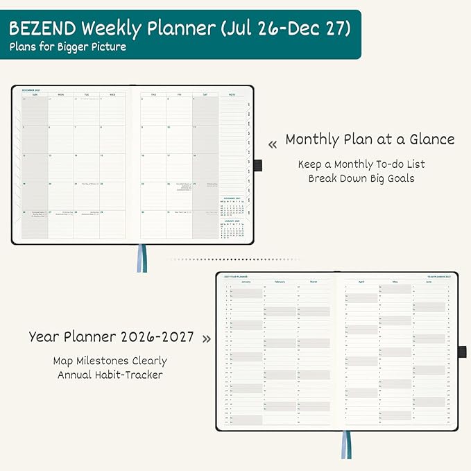 BEZEND Weekly Planner 2026-2027 Horizontal Layout Notebook 18 Months Academic - Image 3