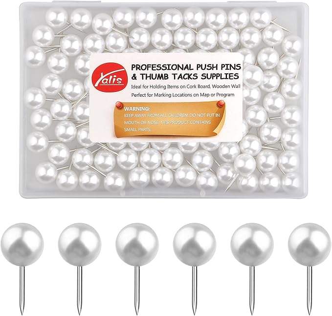 Push Pins 1/3 Inch Map Tacks 100-Count Large Size Pins Steel Point and Plastic by Yalis