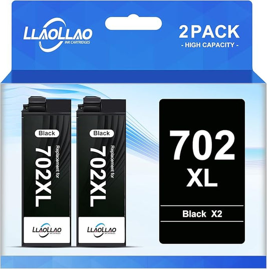 702xl Black Ink Cartridges Remanufactured Replacement for 702 Ink cartridges 702 XL T702XL for Epson WF-3720 WF-3730 WF-3733 Printer High Capacity (2 Pack)-DeskLoop Office