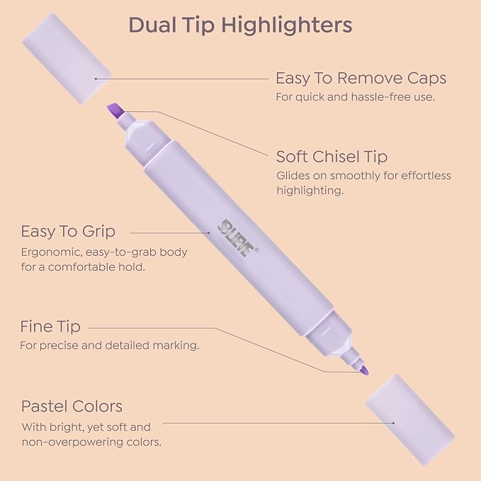 BLIEVE Bible Highlighters No Bleed Through, Pastel Colors, Dual Tip, 8 Pack | - Image 5