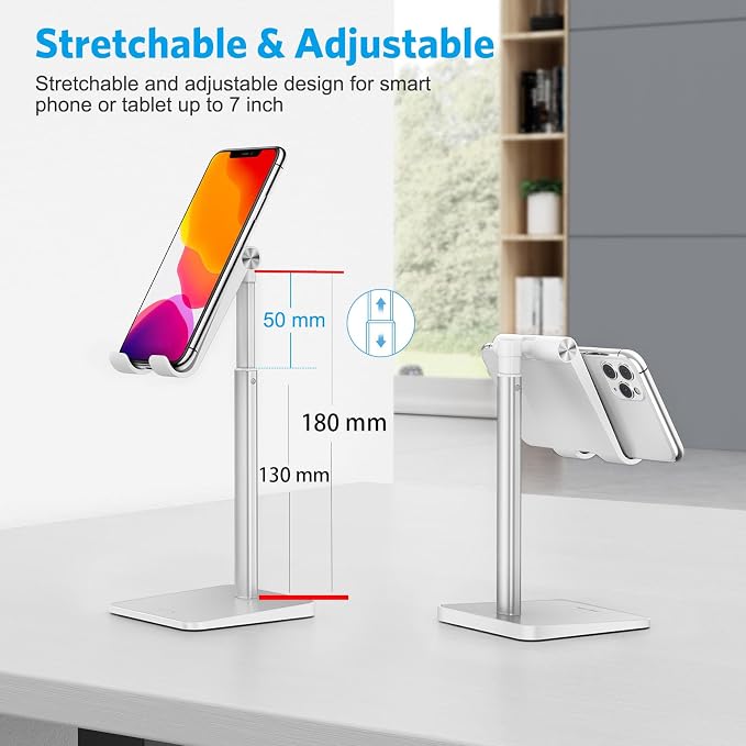 OMOTON Cell Phone Stand, Adjustable Angle Height Desk Phone Dock Holder - Image 5
