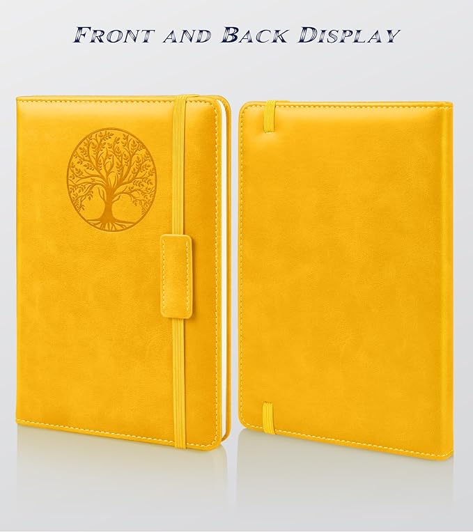 Lined Journal Notebook for Women Men,256 Pages A5 Hardcover Leather Journals for Writing,Travel,Business,Work & School,College Ruled Notebooks for Note Taking,Diary Notepad 5.7"×8.3" yellow-DeskLoop Office