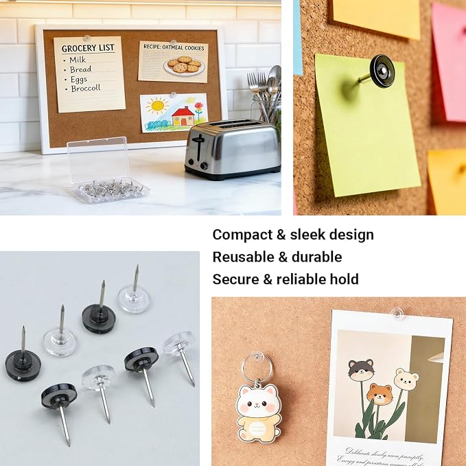 Smoke Black Push Pins – Translucent Dark Thumb Tacks - Image 4