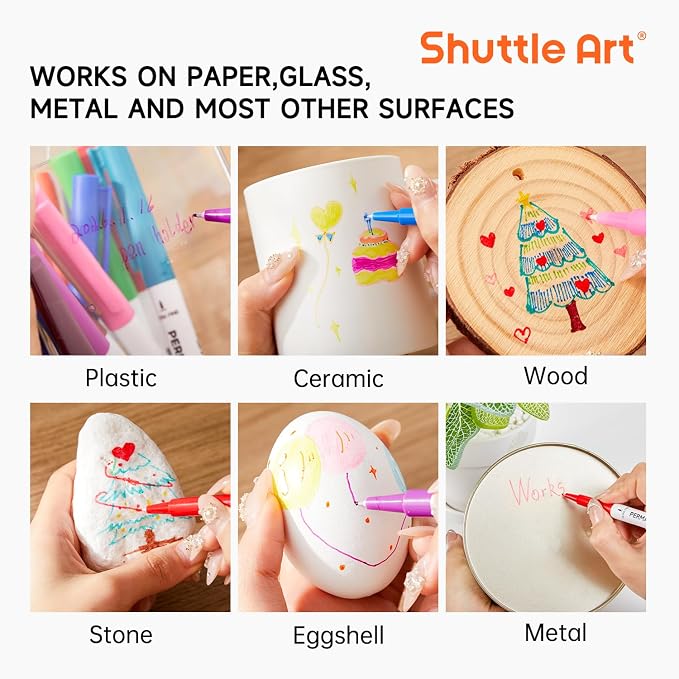 Shuttle Art Permanent Marker, 30 Colors Ultra Fine Point, Works on Plastic - Image 5