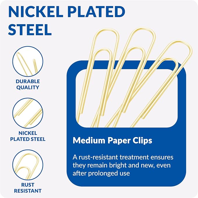 FUDAO FAMILY Medium Paper Clips, Paperclips, 1.3 Inch Paper Clip - Image 3