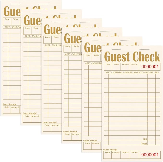 ZPARIK Guest Checks Books for Servers, Server Note Pads, 6 Pack, Natural Color by ZPARIK