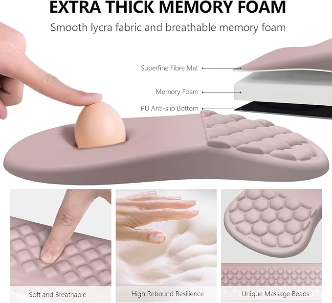 Mouse Pad with Wrist Rest & Keyboard Wrist Rest, Memory Foam - Image 3