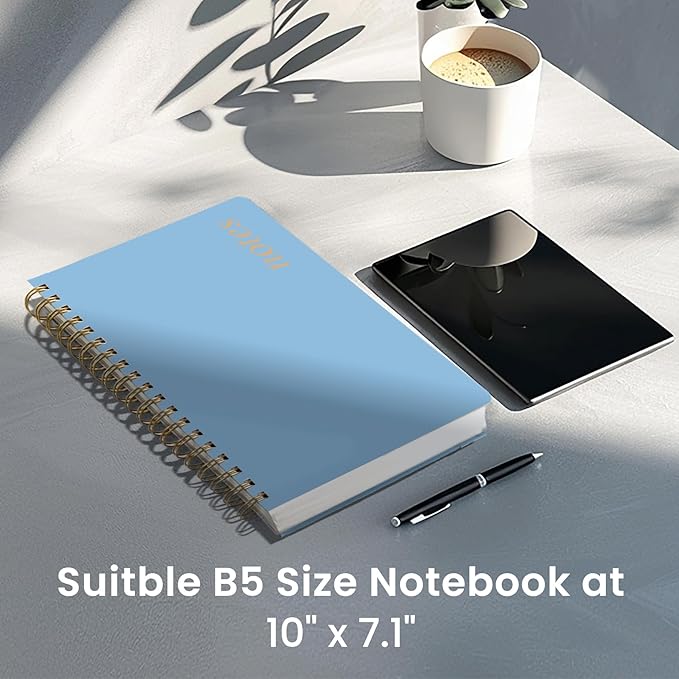 Lined Spiral Notebook Journal for Work, 300 Pages Thick B5 (7.1"x10") College Ruled Journal for Women & Writing, Hardcover Notebook for Note Taking, Perfect for Office Home School, Perfect for Office Home School, Blue-DeskLoop Office