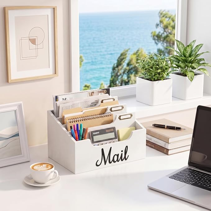 Rustic Wood Mail Organizer Countertop - Image 3