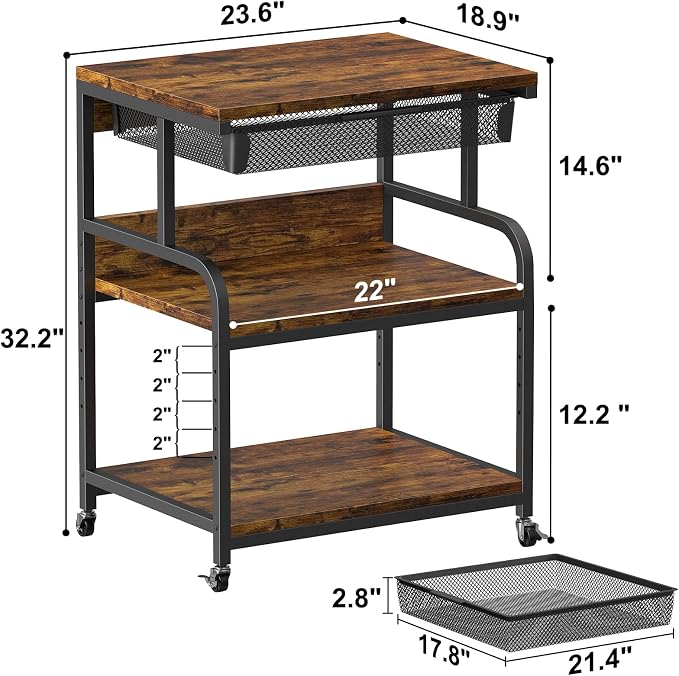 EasyCom 23.6"x18.9" Extra Large Printer Stand - Image 6
