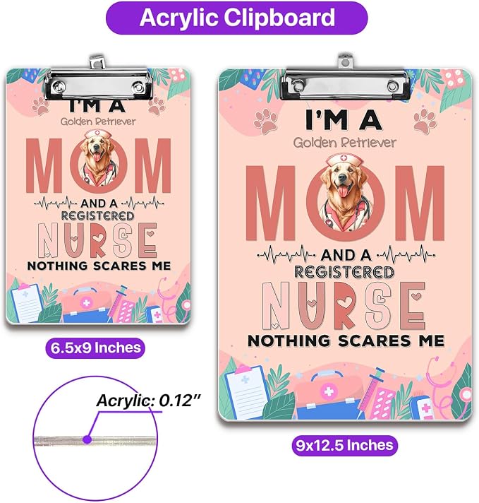 I'm a Golden Retriever Mom and a Registered Nurse Nothing Scares Me Acrylic - Image 5