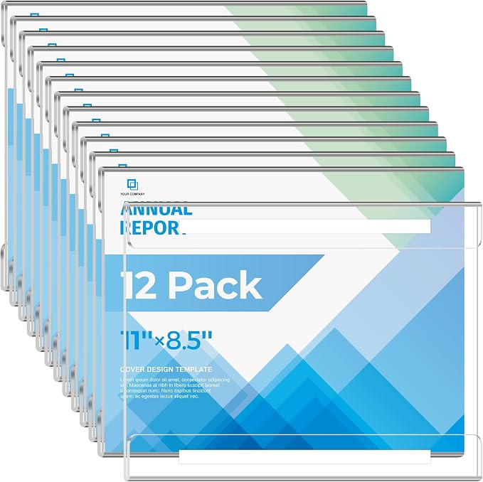 12 Pack 11x8.5 Acrylic Sign Holder Wall Mount, Horizontal Plastic Wall Signs by DECOHOBO