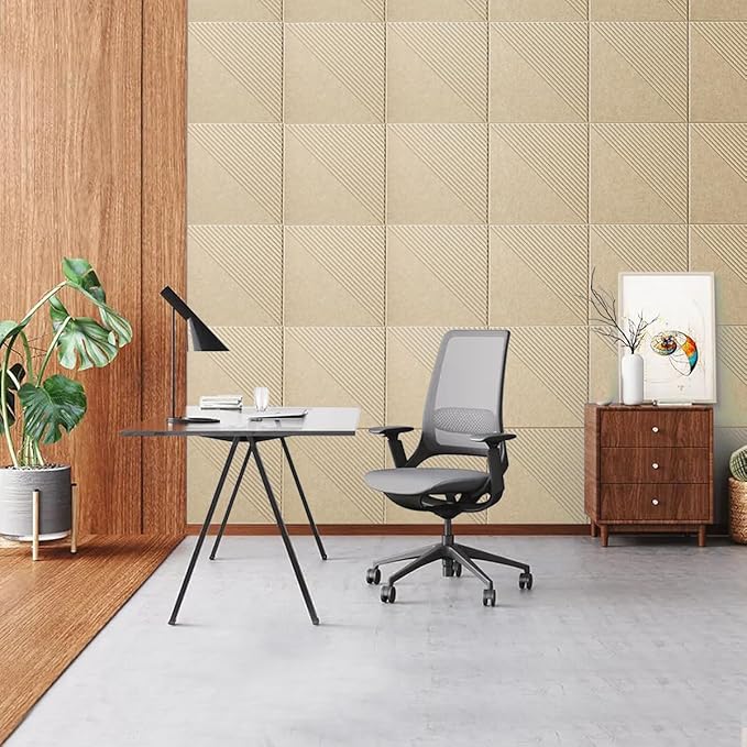 Large Cork Board for Walls 48"x 36", 12 Pack Felt Wall Tiles with Safe Removable Adhesive Tabs, Cork Board for Office,Pinboard Bulletin Board - Tan-DeskLoop Office