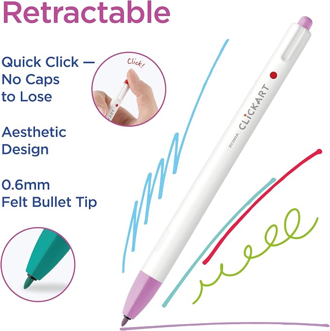 Zebra Pen Mildliner Dual-Tip Highlighters and 2 CLiCKART Markers, No Bleed - Image 4