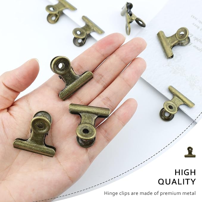 20 Pieces Metal Bulldog Binder Clips, 1.2 Inch Hinge Paper Clips Clamps - Image 3