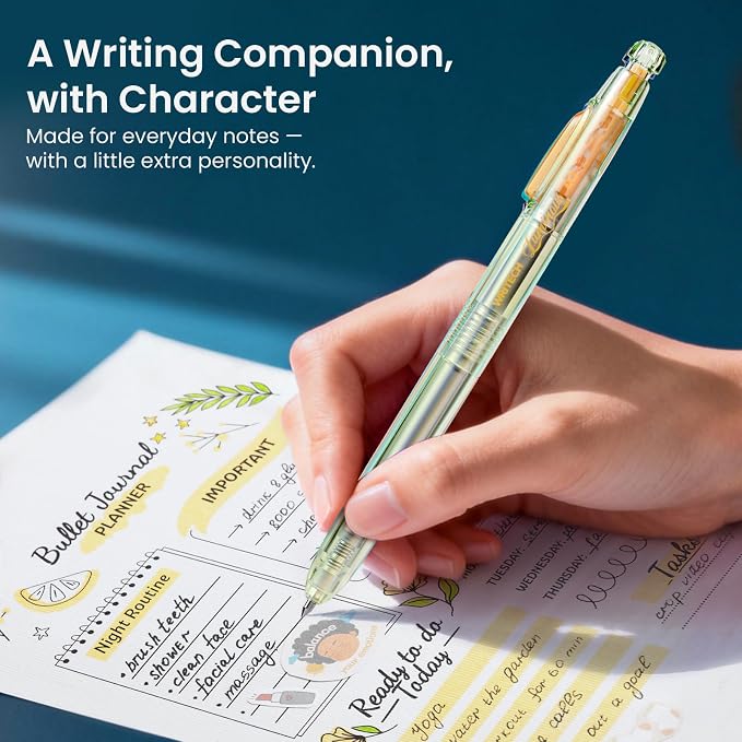 WRITECH Gel Pens Medium Point: Luminous pen set 0.7mm Black Ink Includes 2 Pens - Image 5