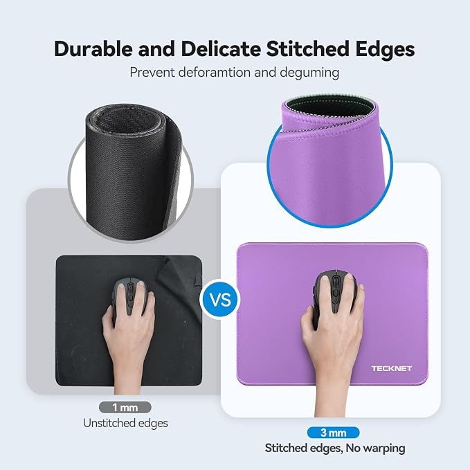 TECKNET Mouse Pad with Anti-fray Stitchin, Waterproof Surface & Non-Slip Rubber - Image 2