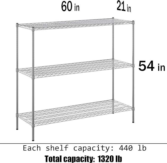 Regal Altair 21" Deep x 60" Wide x 54" Height Wire Shelving Kit | 3-Tier | NSF - Image 3