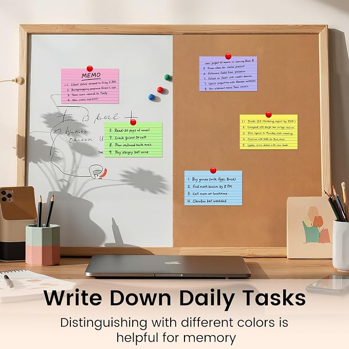 Index Cards 3x5 Inch, Flash Cards, Ruled Lined Colored Note Cards Paper - Image 6