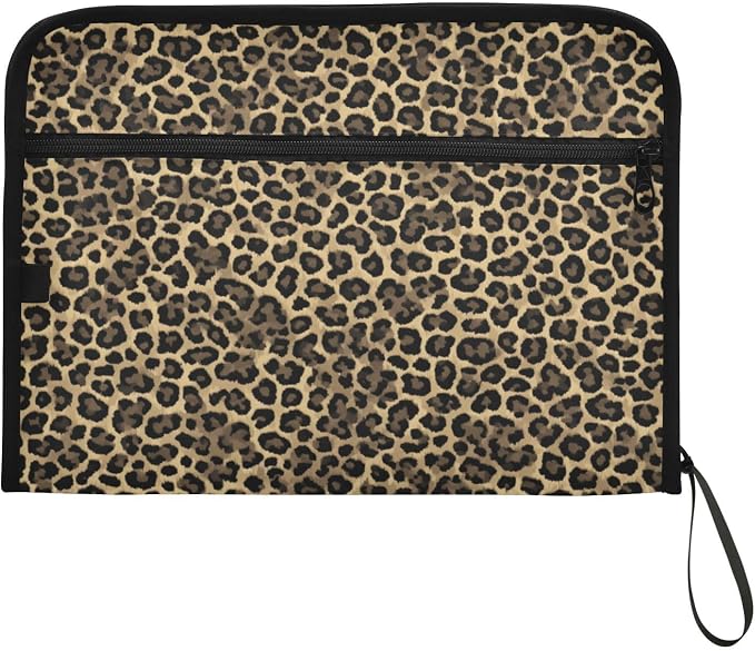 Brown Leopard Print Accordion File Organizer Expanding Document Folder - Image 7