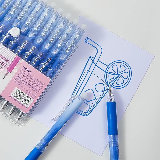 12Pcs Retractable Erasable Gel Pens Clicker, Fine Point 0.7mm Smooth Writing - Image 4