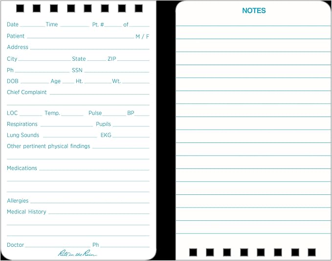 Rite in the Rain Weatherproof EMS Notebook, Vital Stats Pages, 3 Pack - Image 2