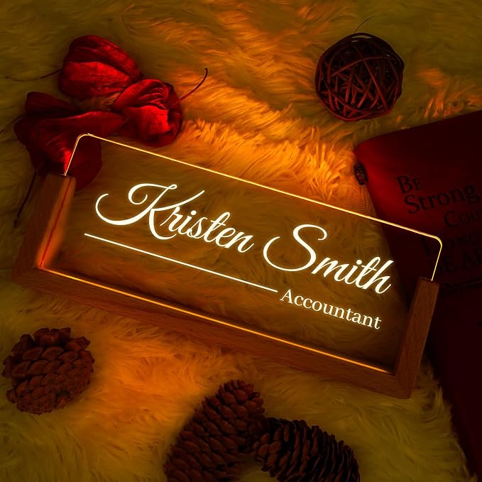 Custom Name Plate for Desk, Personalized Light Up Acrylic Desk Name Plate - Image 2