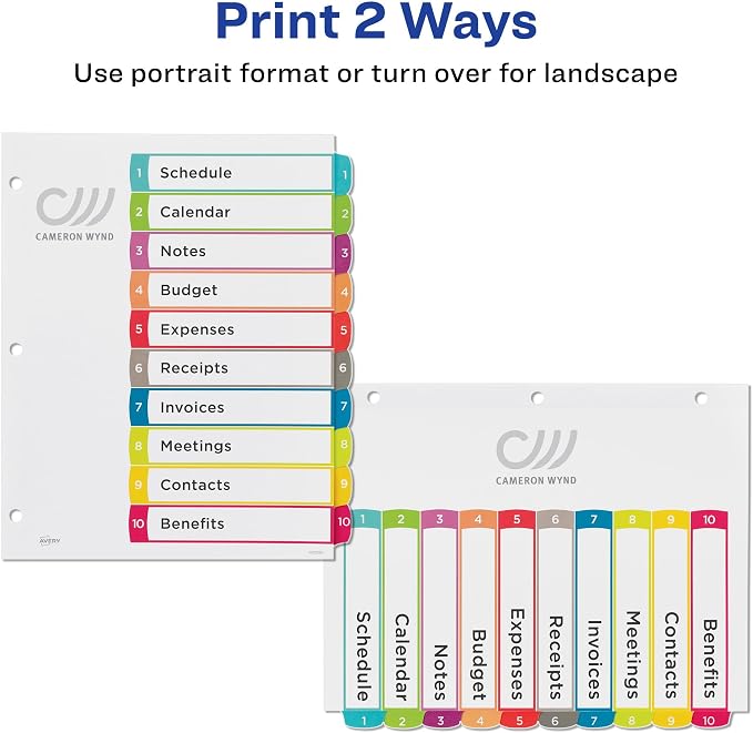 Avery Dividers for 3 Ring Binders, 10 Tabs per Set, Customizable Table of - Image 3