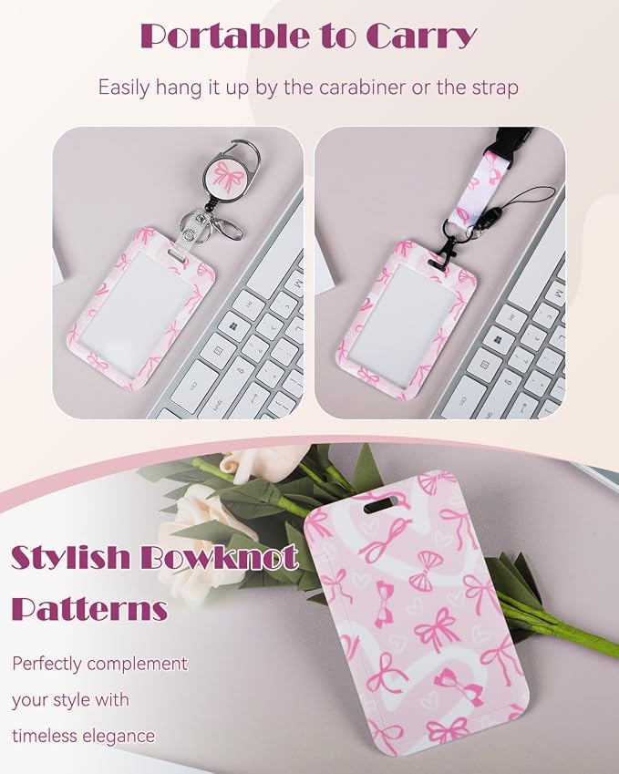 Uniclife Fashionable Sliding Badge Holder Bowknot Pattern - Image 4