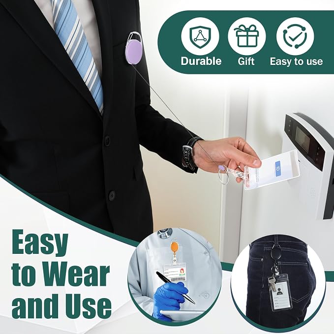 Honoson 50 Pcs Heavy Duty Retractable Badge Reels Batch ID Badge Holder - Image 5