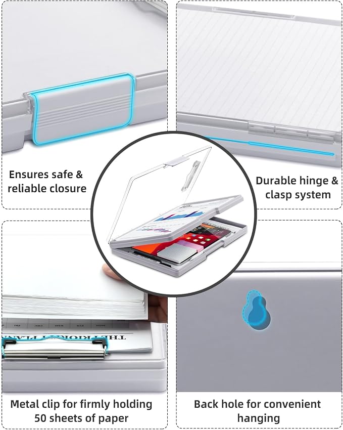 Clearview Clipboard with 2 Storage, Dry Erase 8.5x11 Heavy Duty ClipBoards - Image 5