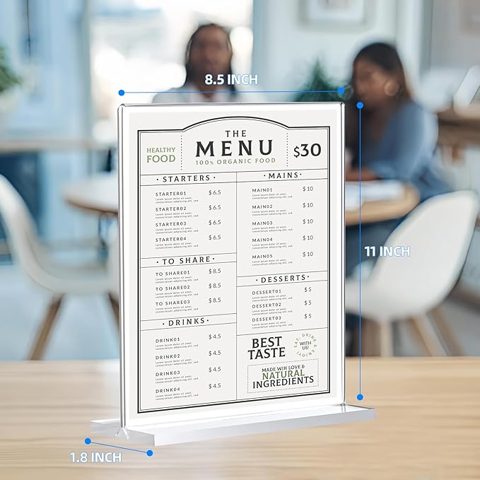 30 Pack Acrylic Sign Holder 8.5 x 11, Double-Sided Clear Sign Holder Plastic - Image 2
