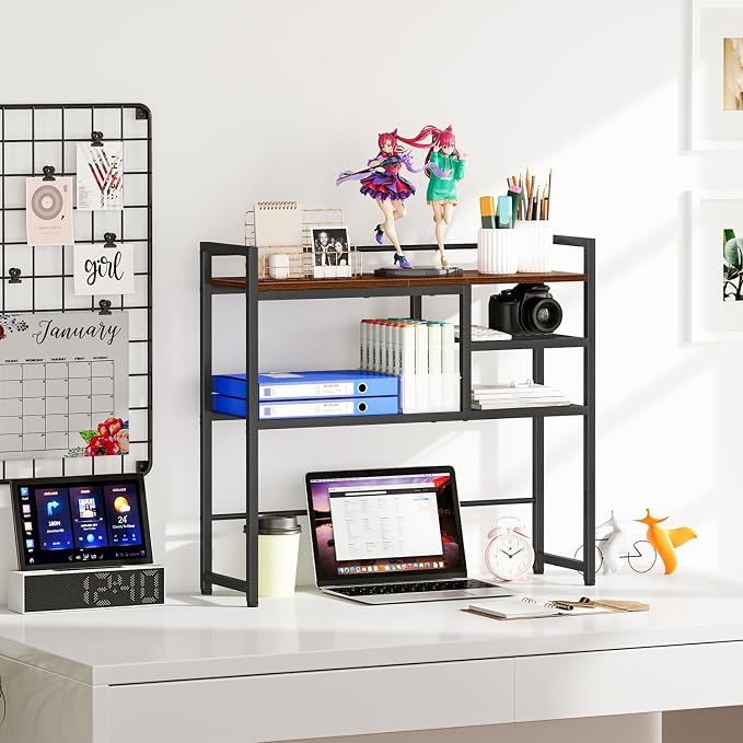 Snughome 31.9" Desk Shelf, Desktop Organizer Shelf, Desk Hutch Dorm, 3-Tier - Image 2