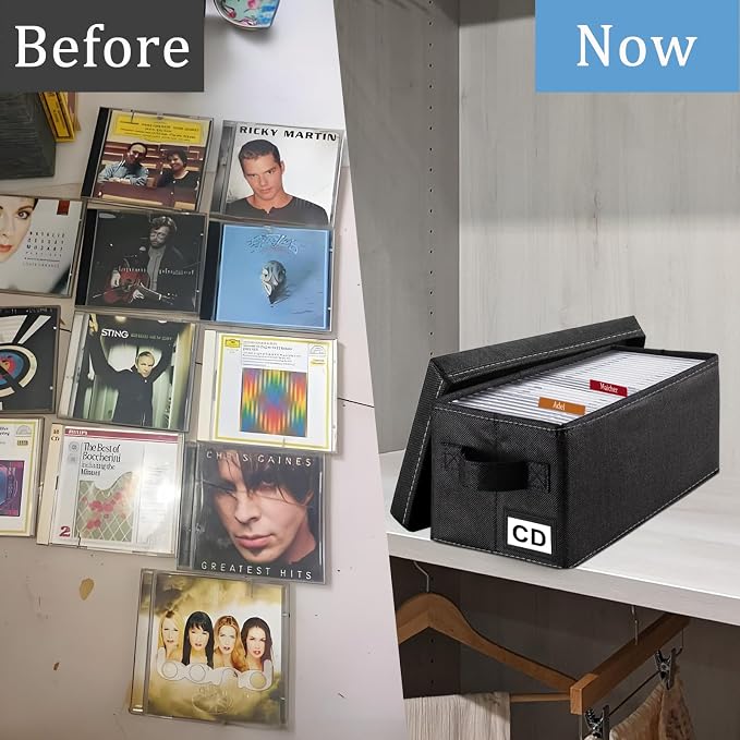 CD Storage Box & Case, Each Holds 35 CDs, Desktop & Closet CD Organizer - Image 8