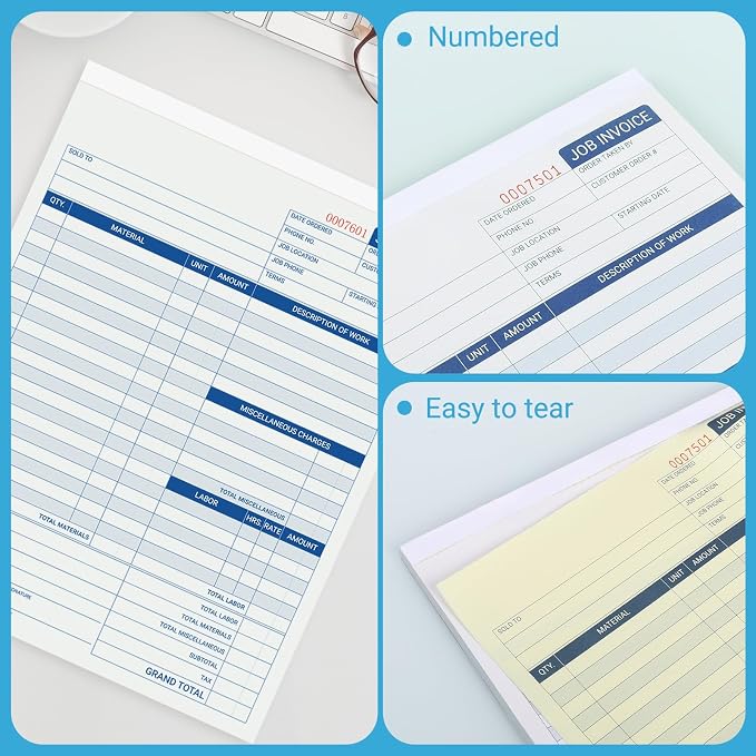 50 Sets Job Invoice Forms, 2 Part Carbonless, 8.5X11 Inch Work Order Forms - Image 4