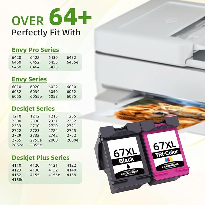 Hp Ink 67 & 67XL HP Printer Ink - Black Color Combo Pack for Hp 67 Ink Cartridges, HP 67XL Ink, DeskJet 2855e 2755e 2700 2700e 2800e 4155e 4255e 2827e 4100e 4227e, Envy 6055e 6000 6400 6455e Printer-DeskLoop Office