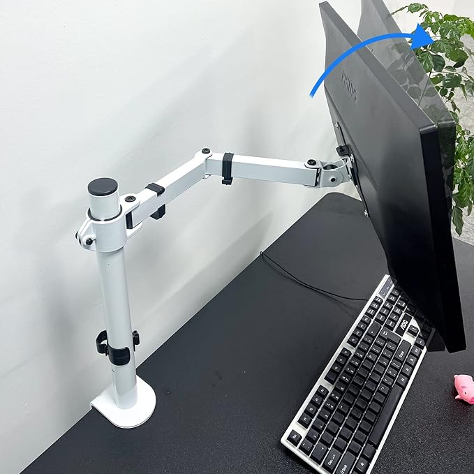 Suptek Single Monitor Arm Desk Mount Fully Adjustable Monitor Stand for 1 / One Screen up to 13" to 32" Extra Tall 15.75 inch Pole,VESA 75x75mm or 100x100mm,White (MD9421W)-DeskLoop Office